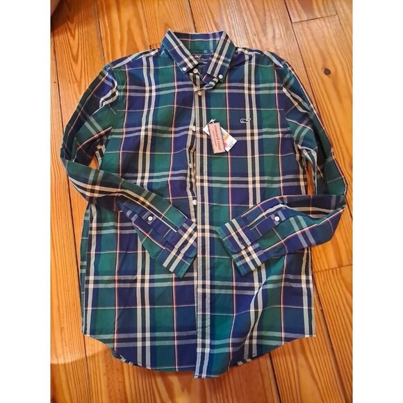 VINEYARD VINES Performance Slim Tucker Plaid Flannel Men Small Red Green NWT $98 - Picture 1 of 3